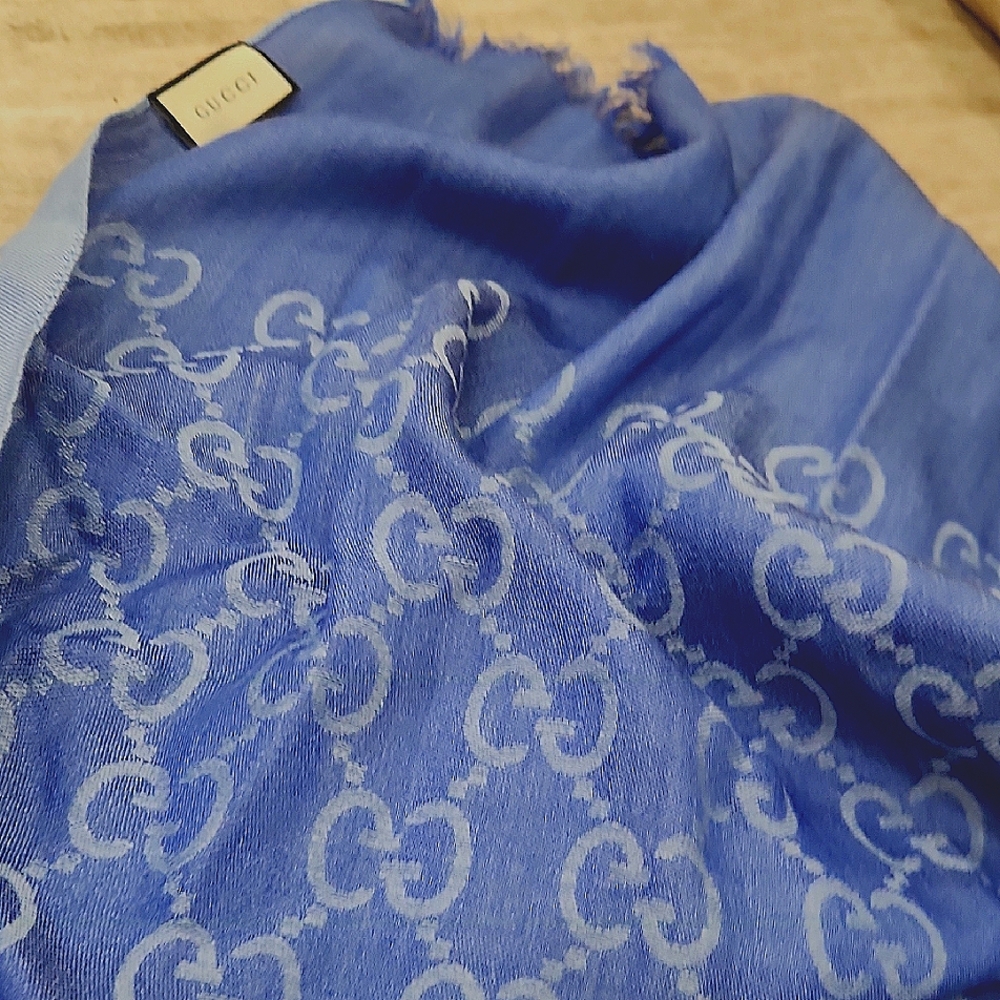 Gucci Royal Blue GG Pattern Scarf